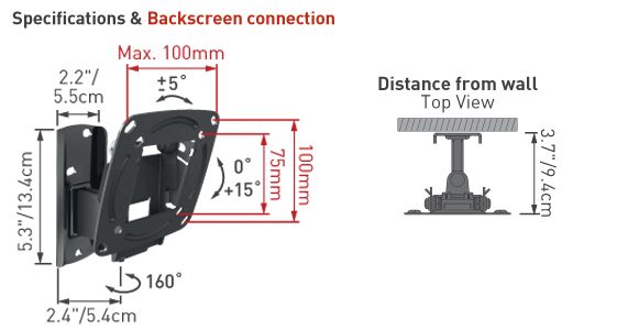 Veggfeste Barkan E120,sving/tilt, 13-29