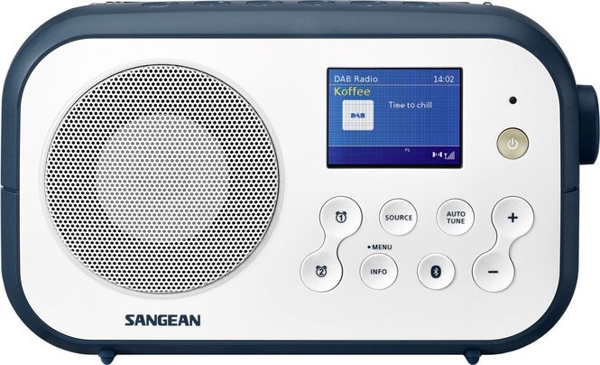 Hovedbilde DAB radio Sangean DPR42 BT hvit/blå med blåtann.